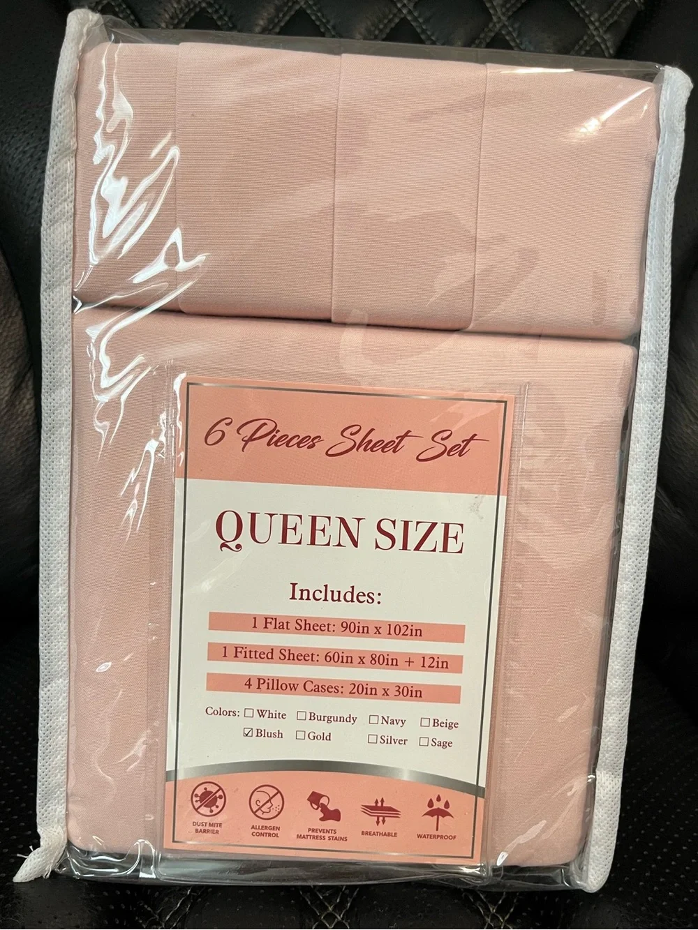 Queen Size 6-Piece Sheet Set - Blush